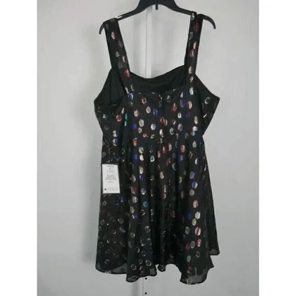 City Studios Plus Size Metallic Dot Skater Dress 20W Black Party - Picture 3 of 8